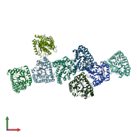 PDB entry 3jrk coloured by chain, front view.