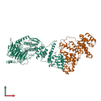 PDB entry 3jro coloured by chain, front view.