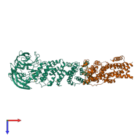 PDB entry 3jro coloured by chain, top view.