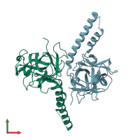 PDB entry 3jrr coloured by chain, front view.