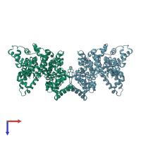PDB entry 3jry coloured by chain, top view.