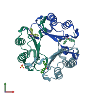 PDB entry 3jsf coloured by chain, front view.