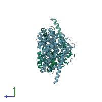 PDB entry 3jsi coloured by chain, side view.