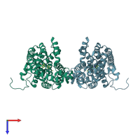 PDB entry 3jsi coloured by chain, top view.