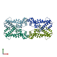 PDB entry 3jsj coloured by chain, front view.