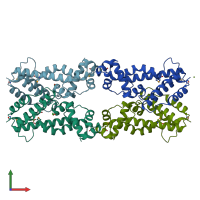 PDB entry 3jsj coloured by chain, front view.