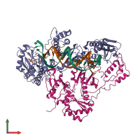 PDB entry 3jsm coloured by chain, front view.