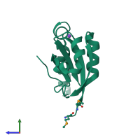 PDB entry 3jsr coloured by chain, side view.