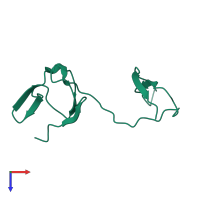 PDB entry 3jss coloured by chain, top view.