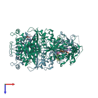 PDB entry 3jsu coloured by chain, top view.