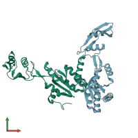 PDB entry 3jsy coloured by chain, front view.