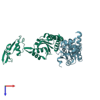 PDB entry 3jsy coloured by chain, top view.