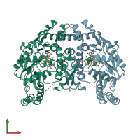 PDB entry 3jt8 coloured by chain, front view.