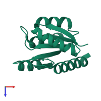 PDB entry 3jte coloured by chain, top view.