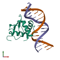 PDB entry 3jtg coloured by chain, front view.
