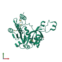 PDB entry 3jtj coloured by chain, front view.