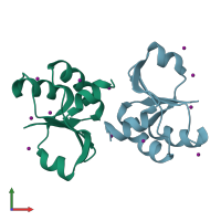 PDB entry 3jtn coloured by chain, front view.