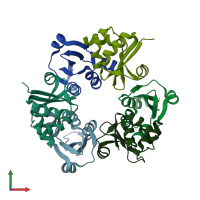 PDB entry 3jto coloured by chain, front view.