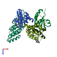 PDB entry 3jto coloured by chain, top view.