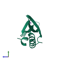 PDB entry 3jtz coloured by chain, side view.