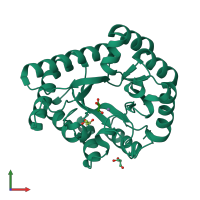 PDB entry 3ju2 coloured by chain, front view.
