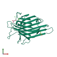 PDB entry 3ju9 coloured by chain, front view.