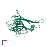 PDB entry 3ju9 coloured by chain, top view.
