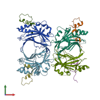 PDB entry 3jua coloured by chain, front view.