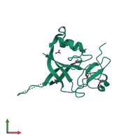 PDB entry 3jub coloured by chain, front view.