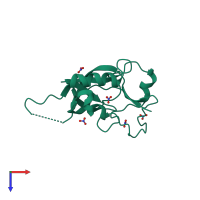 PDB entry 3jub coloured by chain, top view.