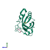 PDB entry 3juc coloured by chain, side view.