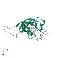 PDB entry 3juc coloured by chain, top view.
