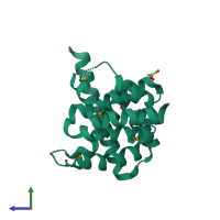 PDB entry 3jui coloured by chain, side view.