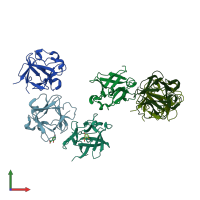 PDB entry 3jut coloured by chain, front view.