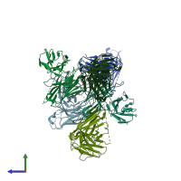 PDB entry 3juy coloured by chain, side view.
