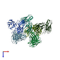 PDB entry 3juy coloured by chain, top view.