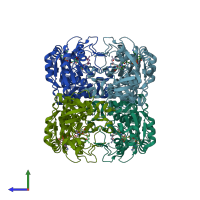 PDB entry 3jv7 coloured by chain, side view.