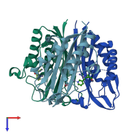 PDB entry 3jvh coloured by chain, top view.