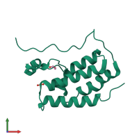 PDB entry 3jvj coloured by chain, front view.