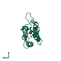 PDB entry 3jvj coloured by chain, side view.