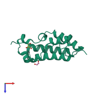 PDB entry 3jvj coloured by chain, top view.