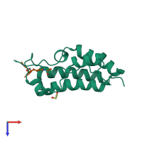 PDB entry 3jvk coloured by chain, top view.