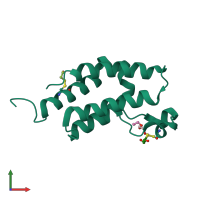 PDB entry 3jvm coloured by chain, front view.