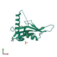PDB entry 3jvn coloured by chain, front view.