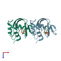 PDB entry 3jw1 coloured by chain, top view.