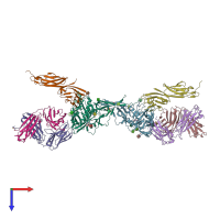 PDB entry 3jwd coloured by chain, top view.
