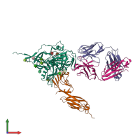 PDB entry 3jwo coloured by chain, front view.