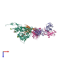 PDB entry 3jwo coloured by chain, top view.