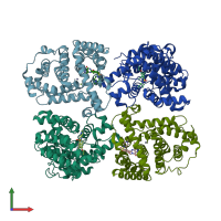 PDB entry 3jwq coloured by chain, front view.