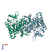 PDB entry 3jx1 coloured by chain, top view.